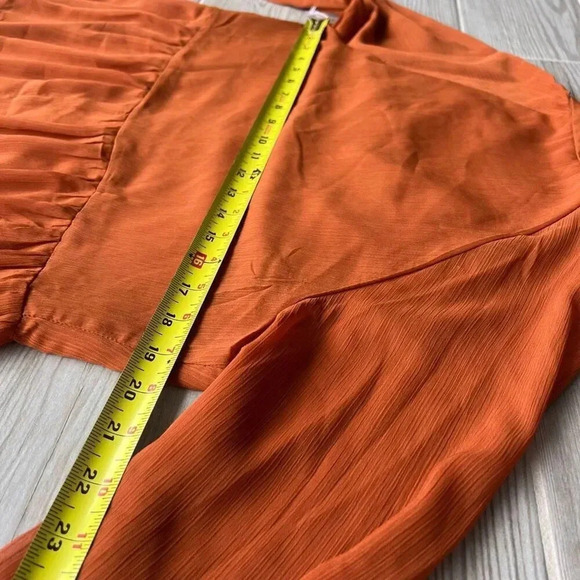 1. STATE Women's Orange Split Neck Long Sleeve Tiered Mini A-Line Dress‎ Medium - Picture 9 of 9